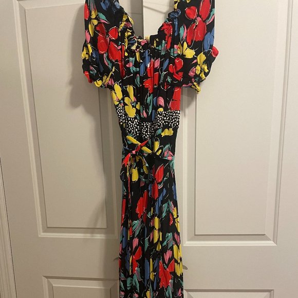 RIXO For Target Black Floral Off the Shoulder Puff Sleeve Maxi Dress - Picture 4 of 9